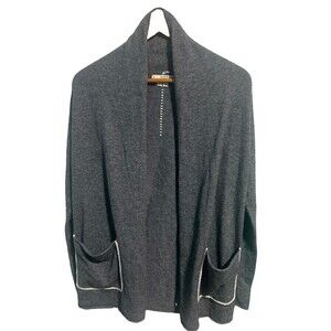 Label + Thread Cardigan Women’s Small Gray Wool Cashmere Open Front Pockets Cozy